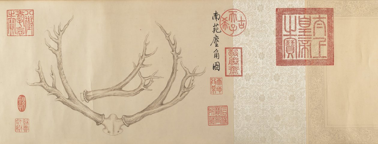 Dos pinturas de astas de ciervo de Emperor Qianlong