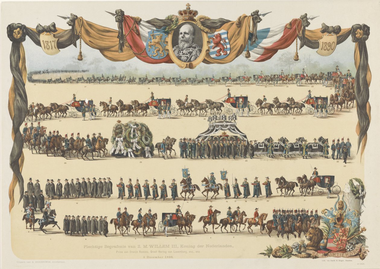 Funeral solemne de S.M. Willem III, Rey de los Países Bajos (...) 4 de diciembre de 1890 (título sobre el objeto) de Emrik and Binger