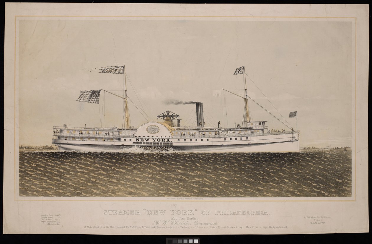 Vapor New York de Filadelfia... H W Chisholm, Comandante... de Endicott Endicott
