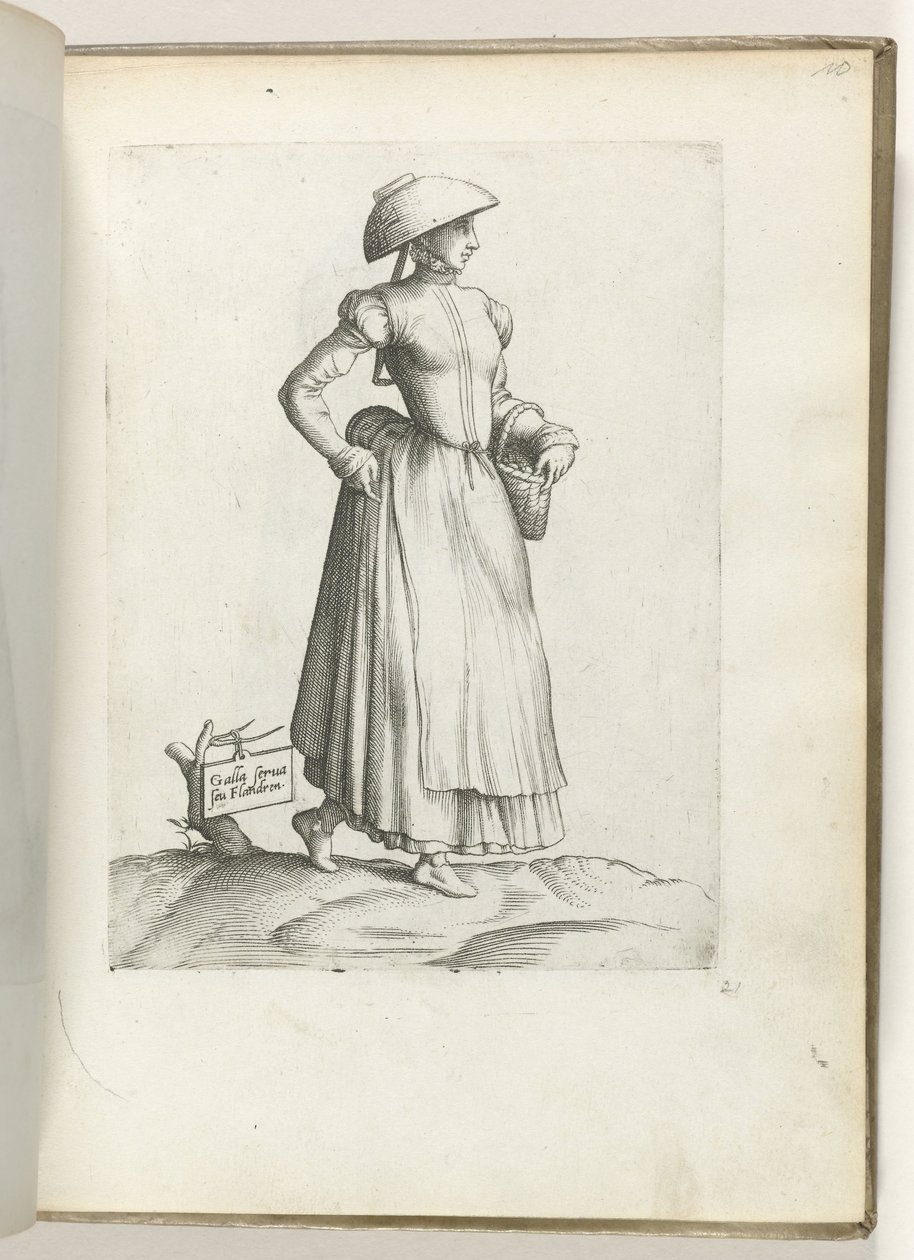 Mantenga Galla o Flandren. (título en el objeto) Dienstbode uit Vlaanderen, gekleed volgens de mode van ca. 1550 La actitud de los comerciantes contemporáneos (título de la serie) de Enea Vico
