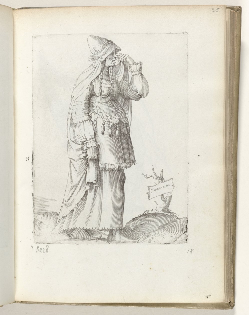 Tartarus m(ulier) (título sobre objeto) Tartaarse vrouw, ca. 1550 La actitud de los comerciantes contemporáneos (título de la serie) de Enea Vico