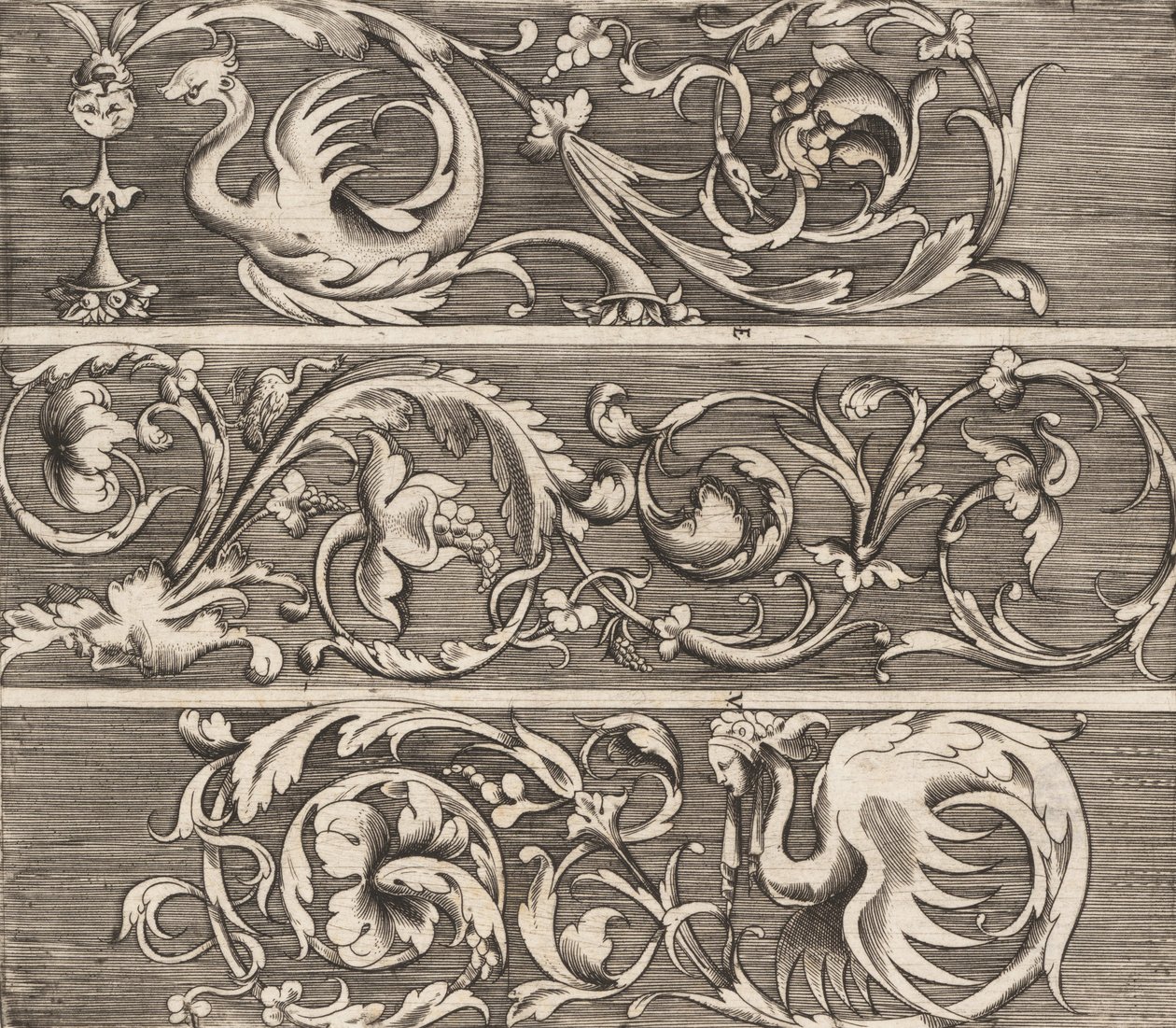 Tres frisos con follaje ornamental, ca. 1541-43 de Enea Vico