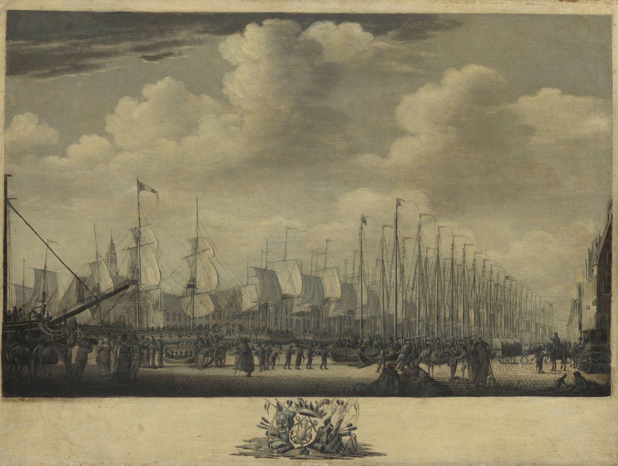 Reunión de la flota en el puerto de Vlissingen, 1804 de Engel Hoogerheyden