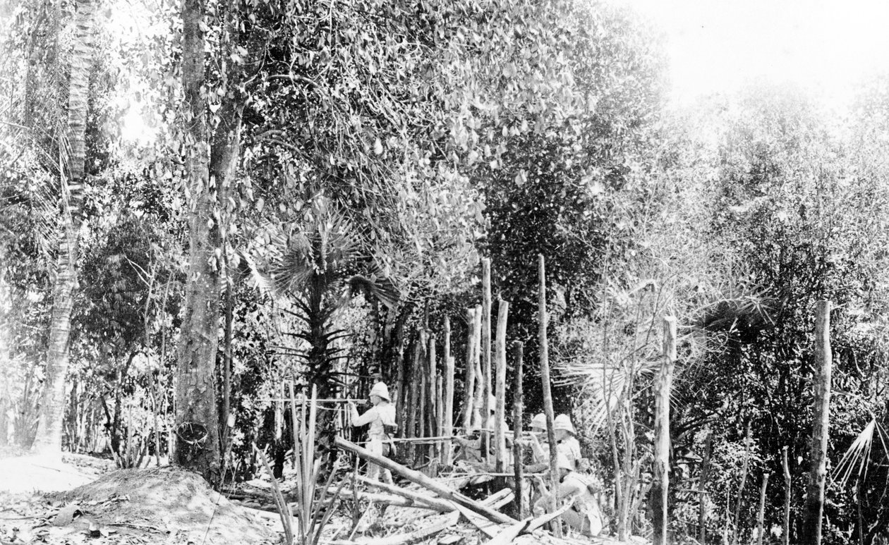 Tropas británicas luchando en la jungla birmana, c.1891 de English Photographer