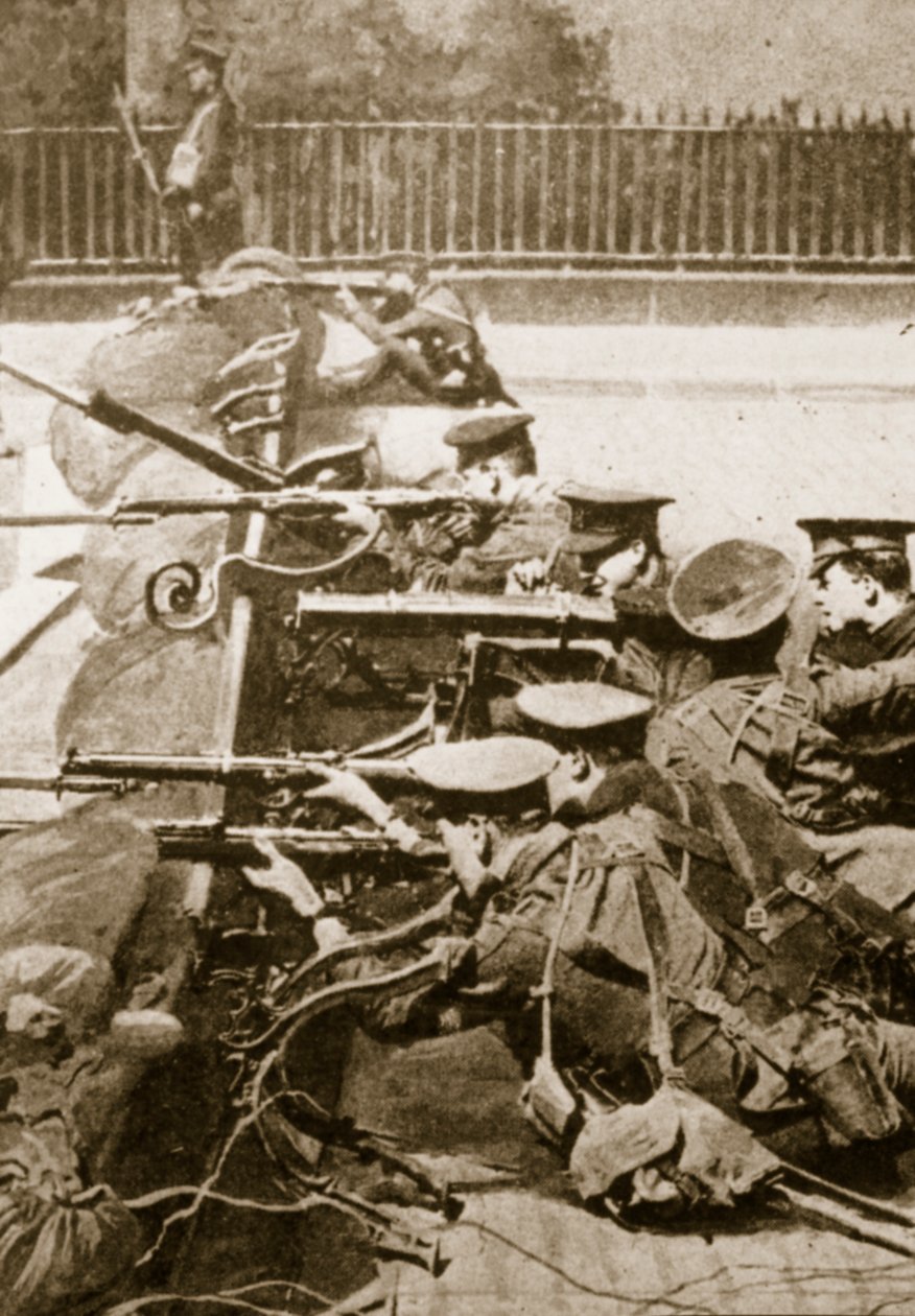 Soldados británicos detrás de una barricada de English Photographer