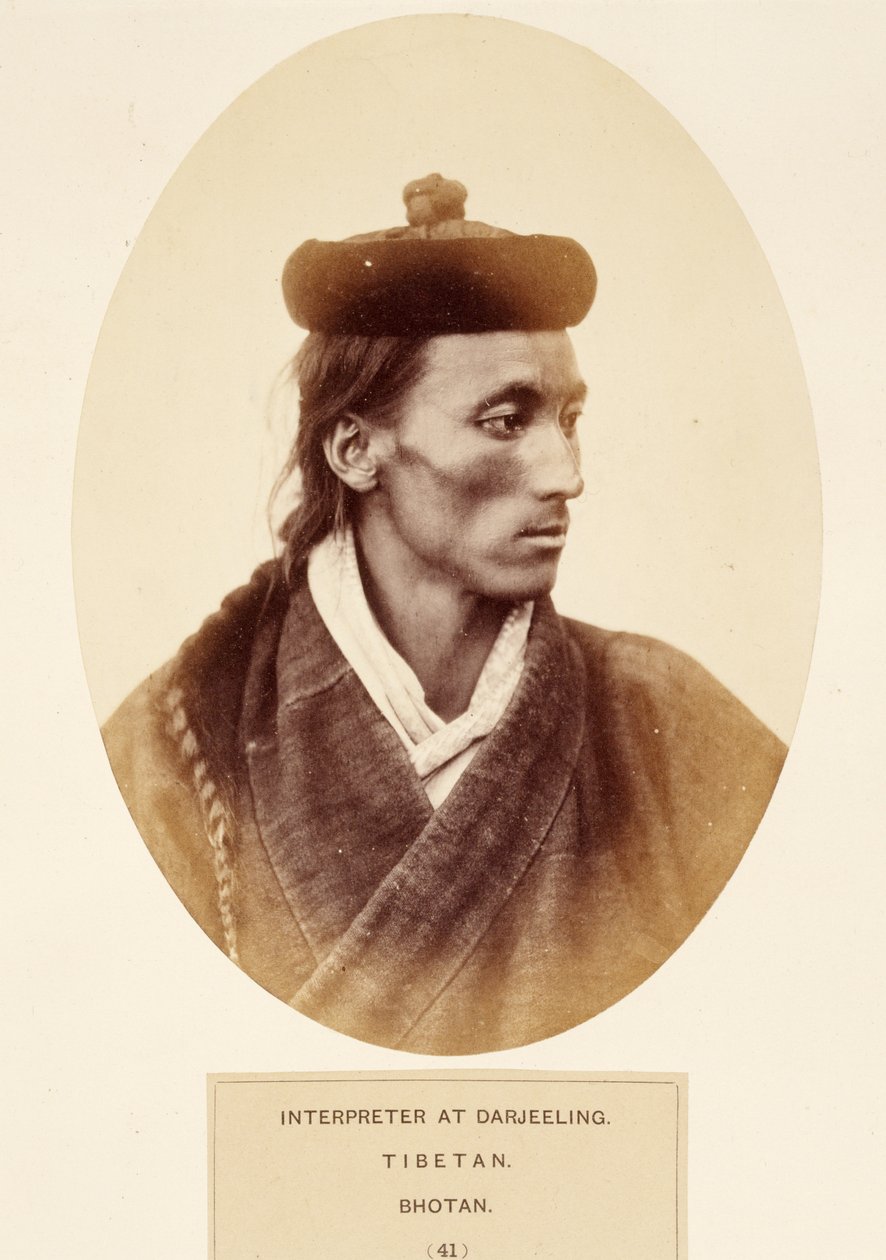 Intérprete en Darjeeling, Tibetano, Bhotan, de The People of India, por J. Forbes Watson, publicado en 1868 de English Photographer