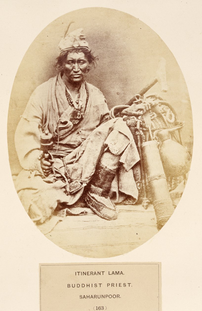 Lama Itinerante, Sacerdote Budista, Saharunpoor, de The People of India, por J. Forbes Watson, publicado en 1868 de English Photographer