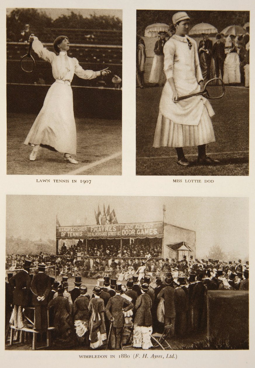 Lawn Tennis 1907, Miss Lottie Dod y Wimbledon en 1880, de The Times de English Photographer