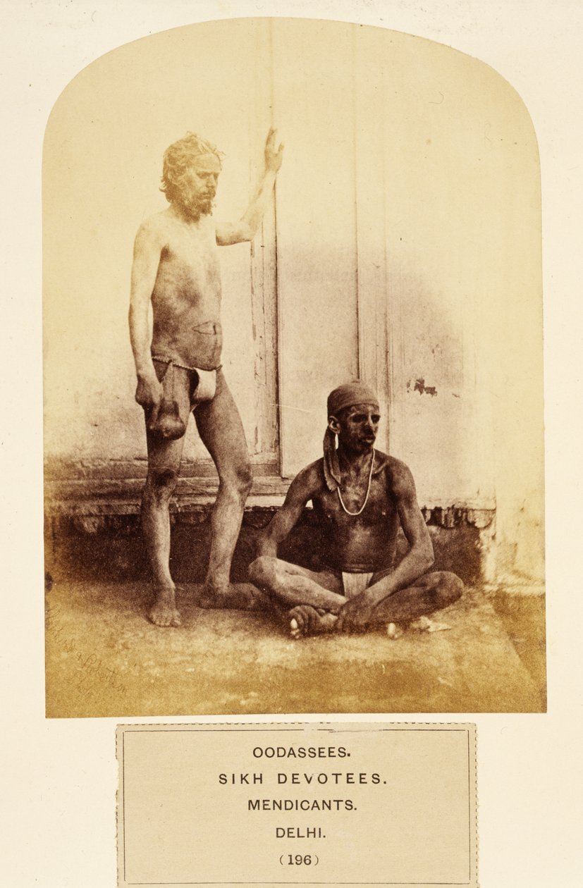 Oodassees, Devotos Sij, Mendigos, Delhi, de The People of India, por J. Forbes Watson, publicado en 1868 de English Photographer