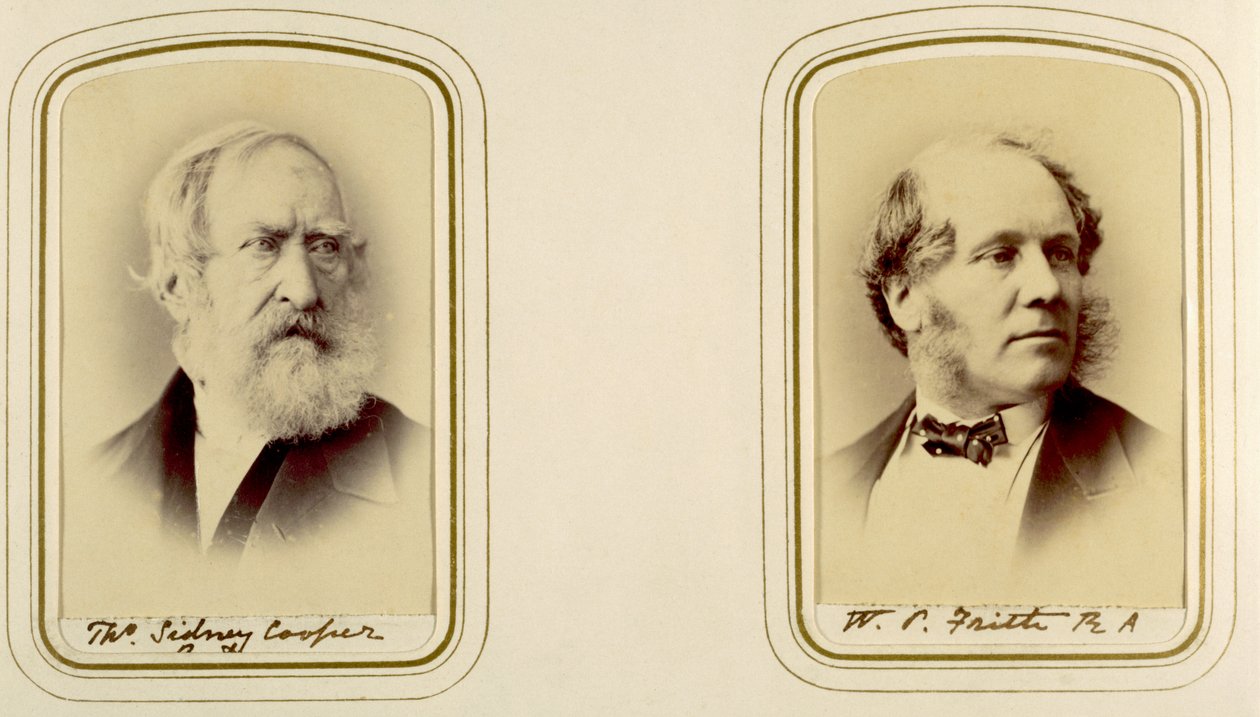 Retratos de Thomas Sidney Cooper y William Powell Frith (foto sepia) de English Photographer
