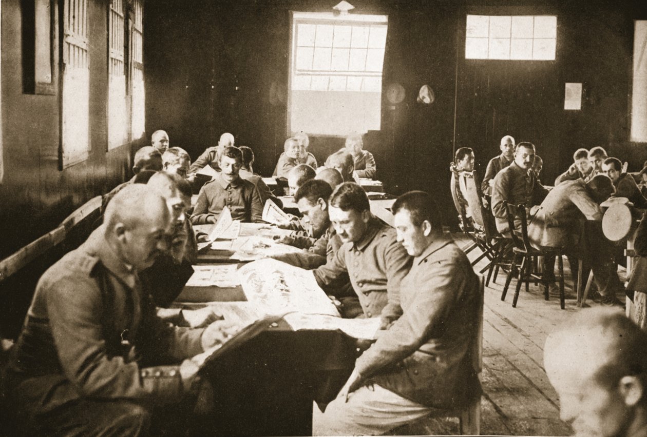 La Sala de Lectura, Dorchester, ilustración de Prisioneros Alemanes en Gran Bretaña de English Photographer