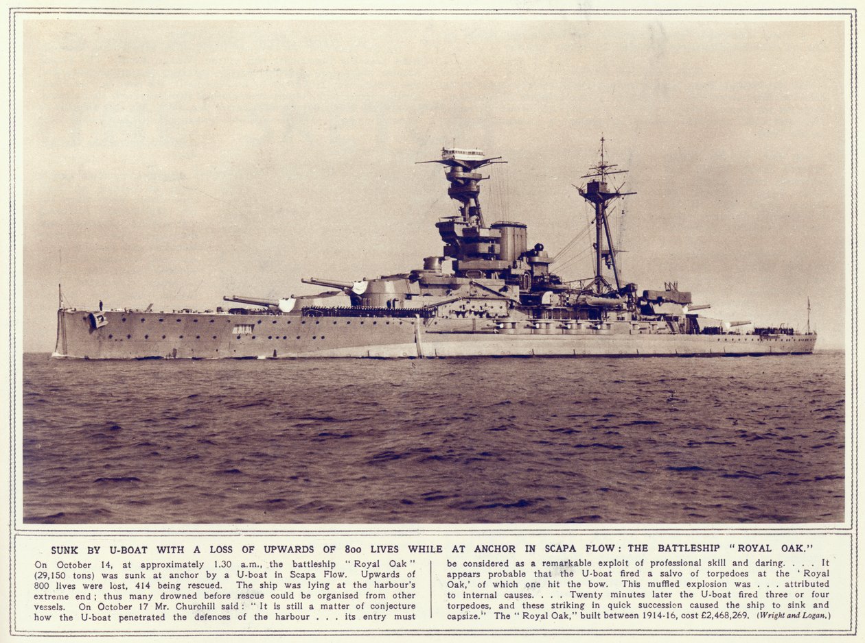 El acorazado, Royal Oak, de The Illustrated War News, publicado el 1 de noviembre de 1939 de English Photographer