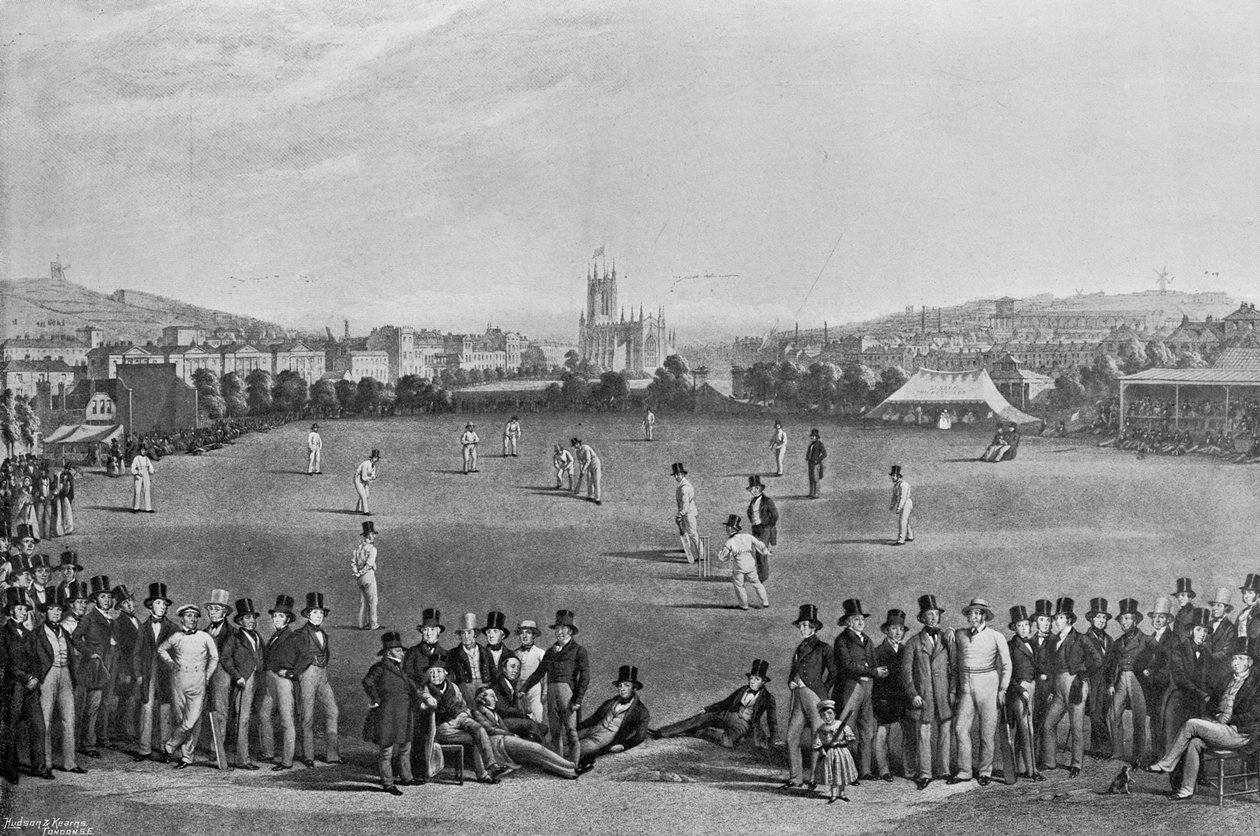 El partido de cricket entre Sussex y Kent en Brighton, de una impresión publicada originalmente en 1849, de Cricketers Famosos y Campos de Cricket, publicado por Hudson y Kearns, 1895 de English Photographer