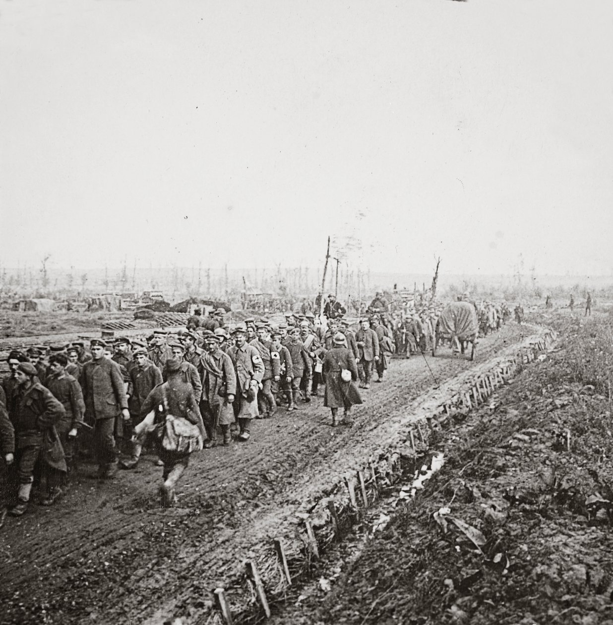 Miles de soldados alemanes capturados en la derrota final de los ejércitos alemanes en el Sambre, 1918 de English Photographer