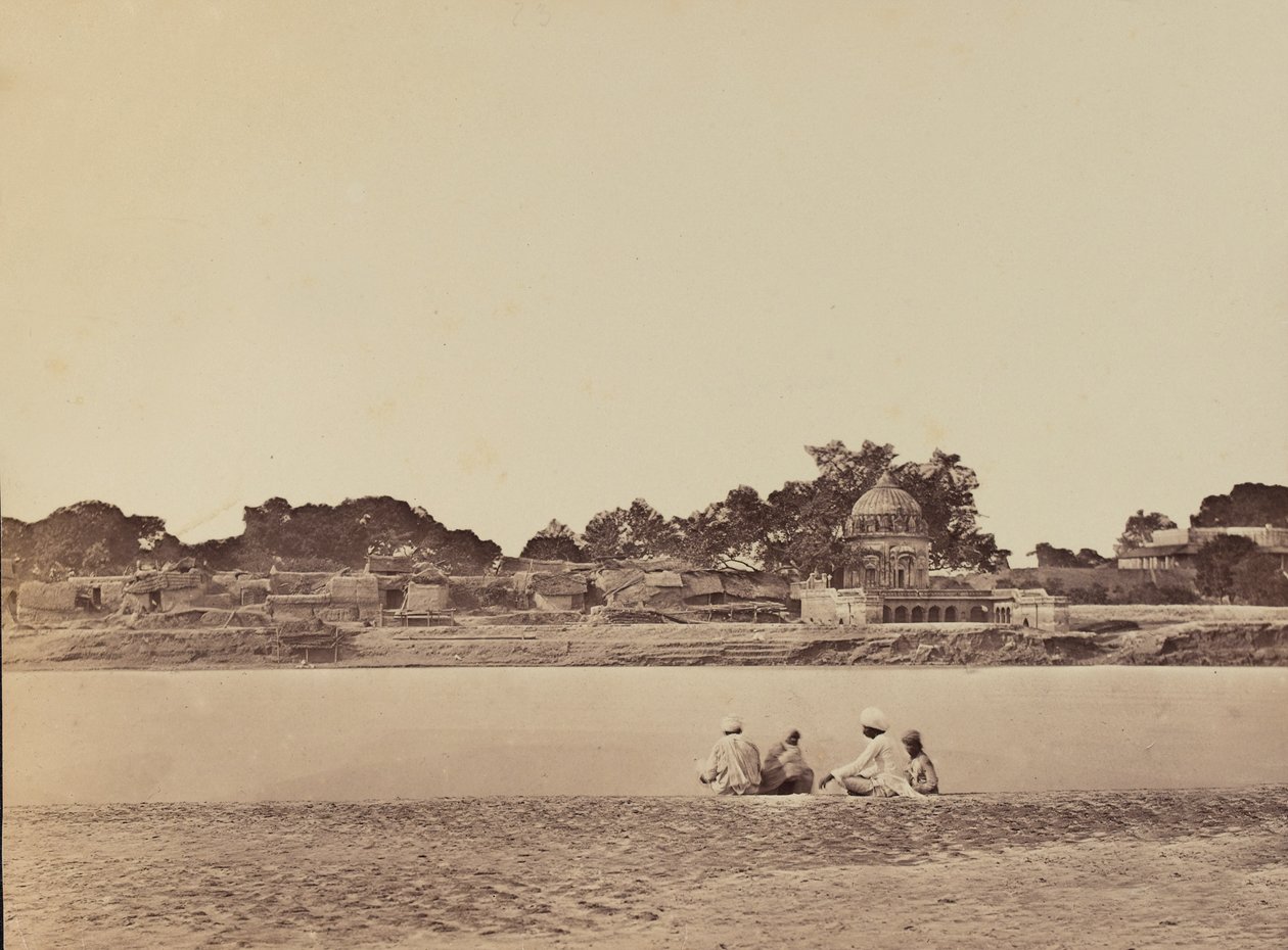 Pueblo junto a un río, c.1858 de English Photographer