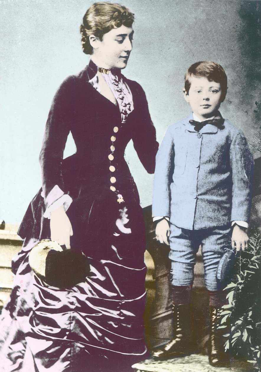 Winston Churchill con su madre, Lady Randolph Churchill de English Photographer