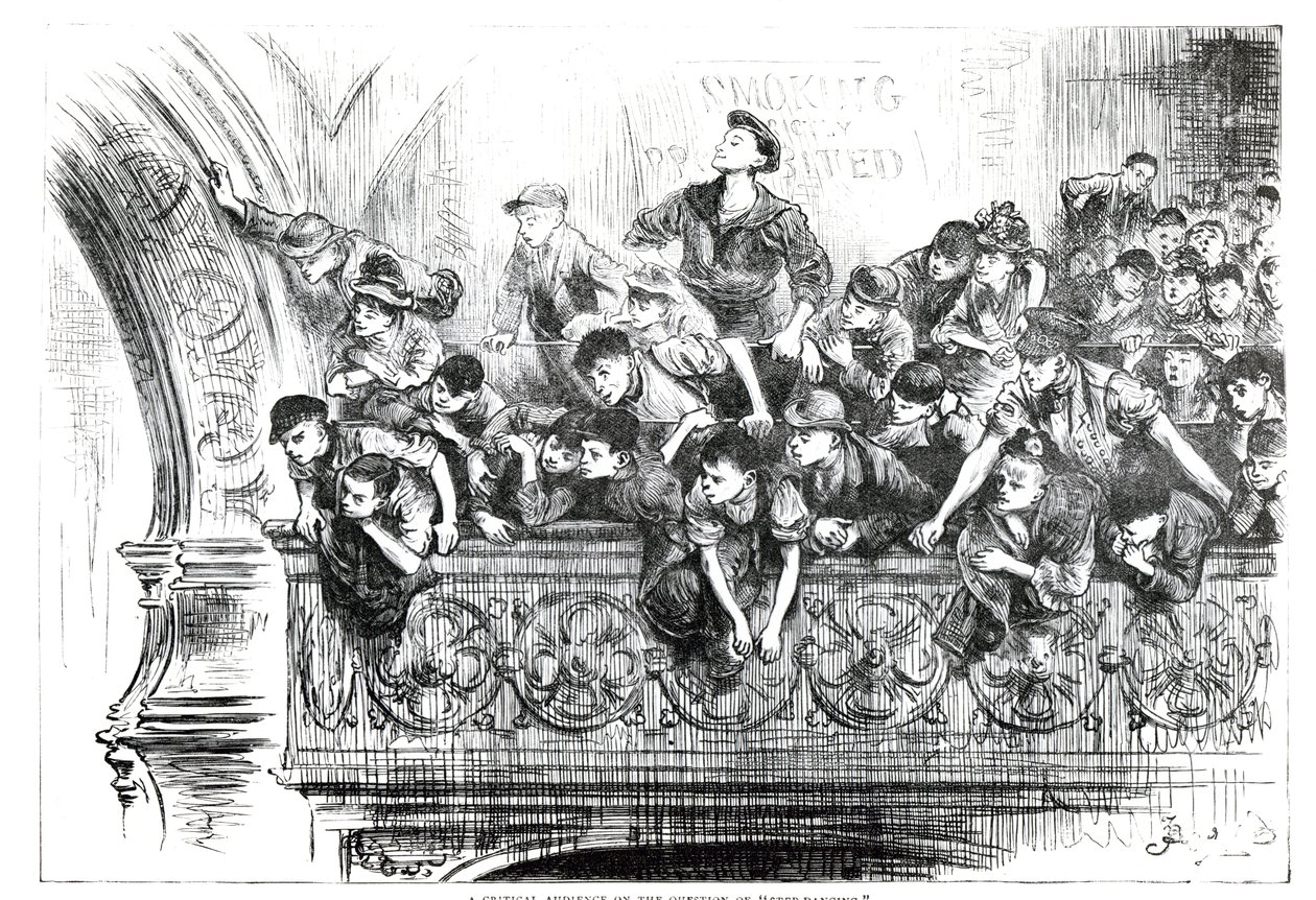Una audiencia crítica sobre la cuestión del baile de escalones, c.1870s de English School