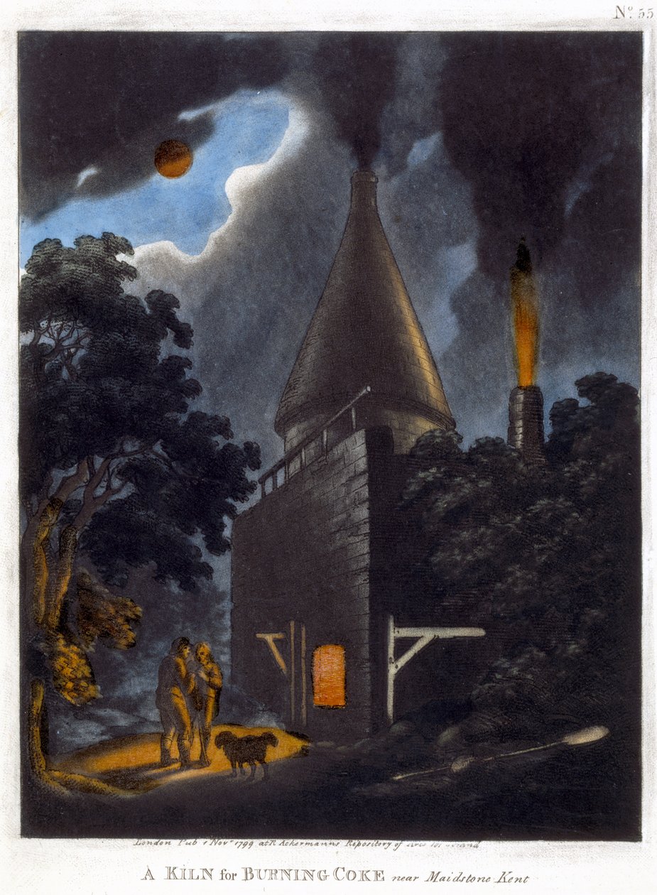 Un horno para quemar coque, cerca de Maidstone, Kent, noviembre de 1799 de English School