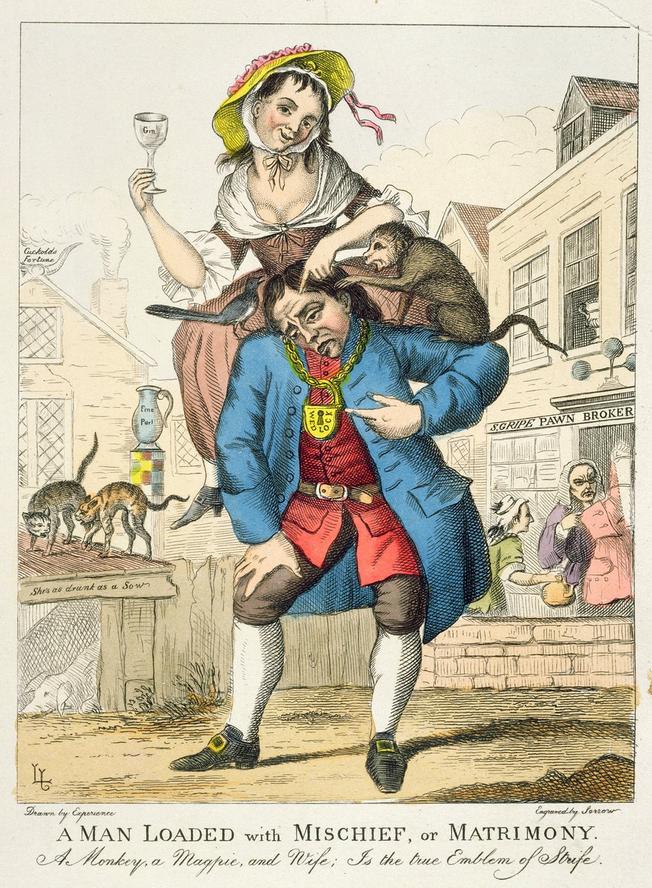 Un hombre cargado de travesuras, o matrimonio, c.1766 de English School
