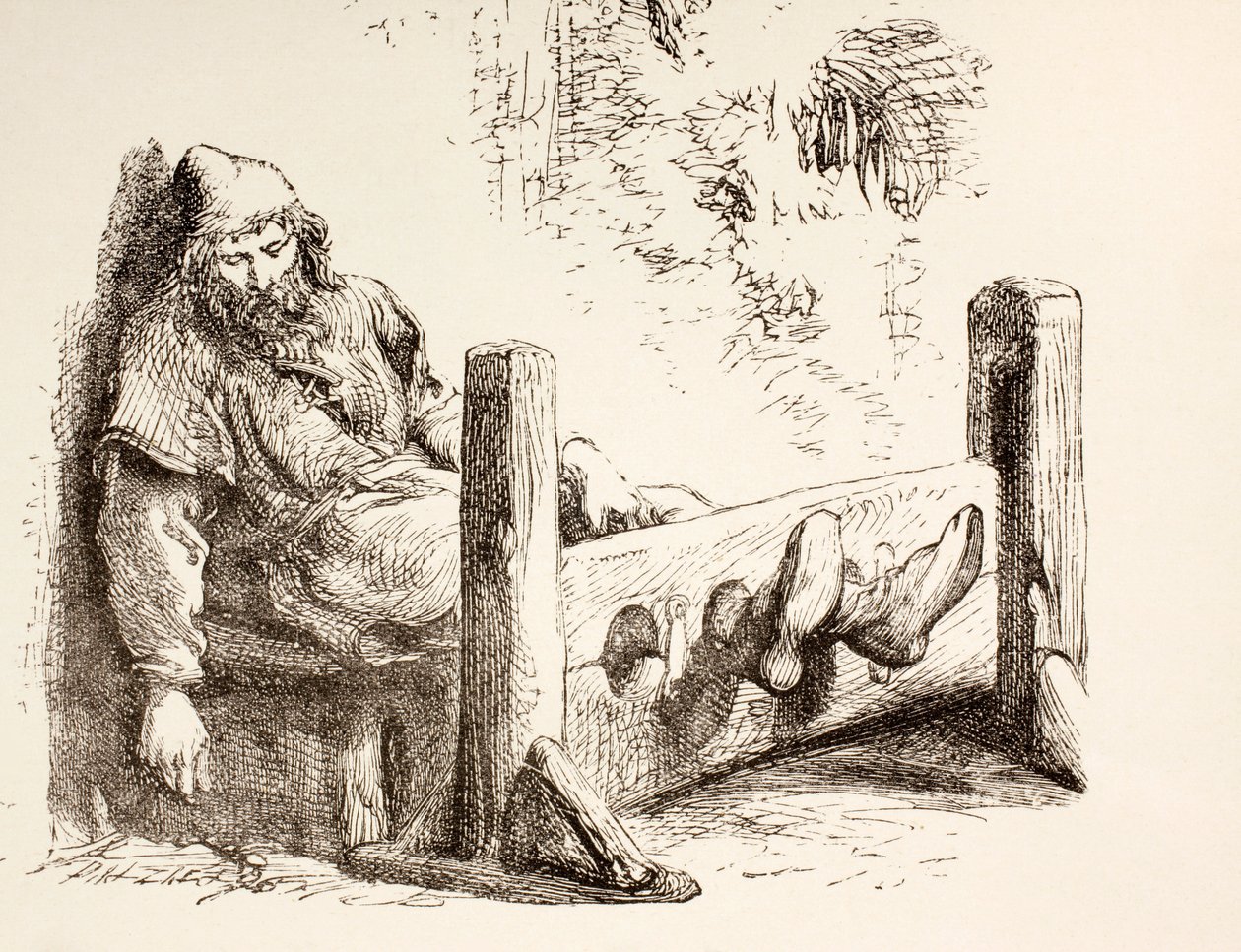 Un hombre en el cepo, 1890 de English School