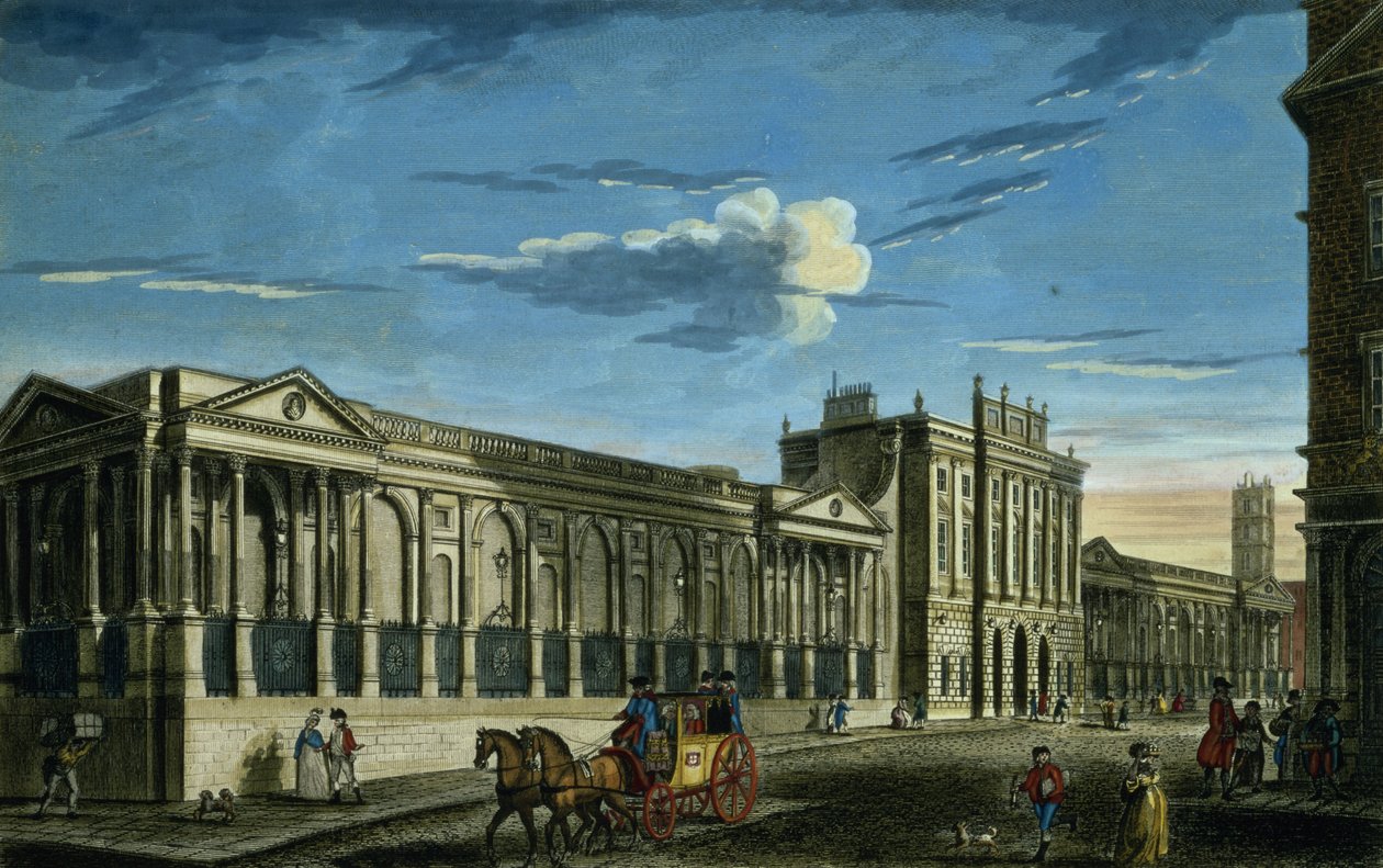 Vista del Banco de Inglaterra, Threadneedle Street, Londres, impreso para Bowles y Carver, pub. 1797 de English School