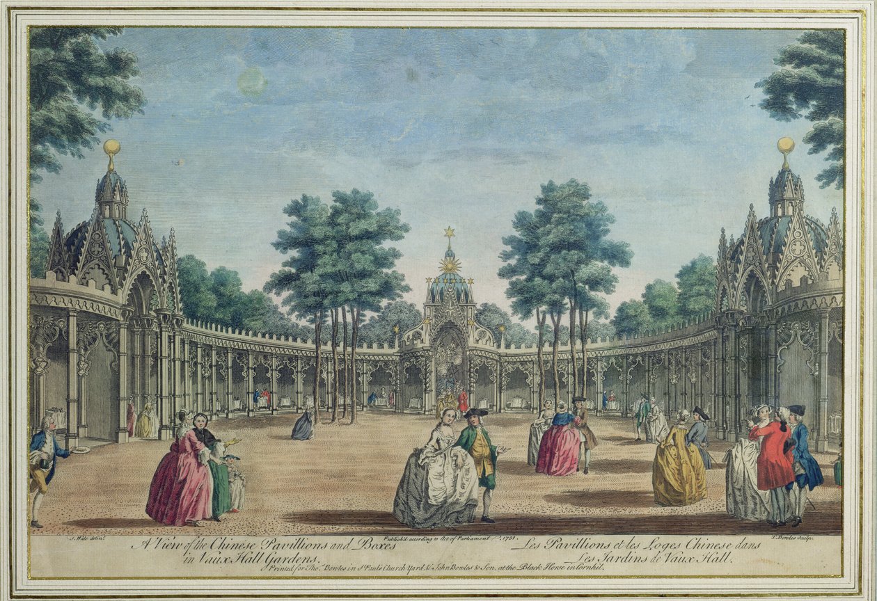 Vista de los Pabellones Chinos y Cajas en los Jardines de Vauxhall, 1751 de English School