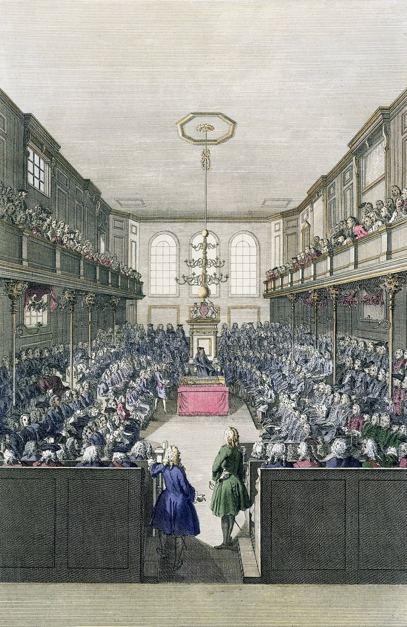 Vista de la Cámara de los Comunes, grabado por B. Cole (fl.1748-75) de English School