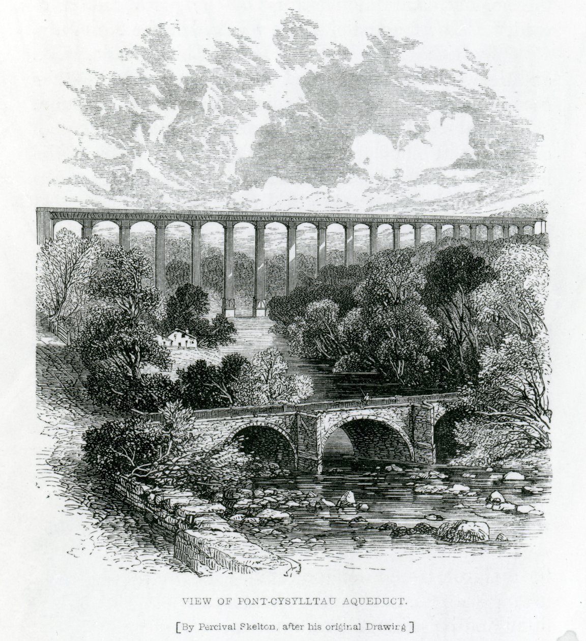 Vista del acueducto de Pont-Cysylltau, 1861 de English School