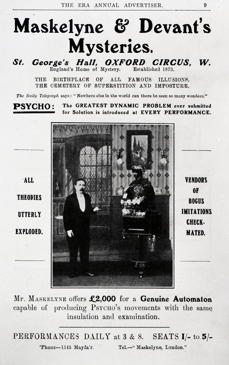 Anuncio de los Misterios de Maskelyne y Devant de English School