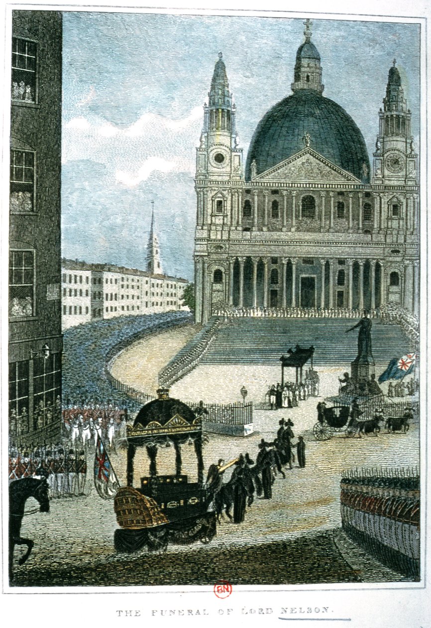 Una representación exacta del gran coche fúnebre que llevó el cuerpo de Lord Nelson desde el Almirantazgo hasta la Catedral de San Pablo el 9 de enero de 1806 de English School