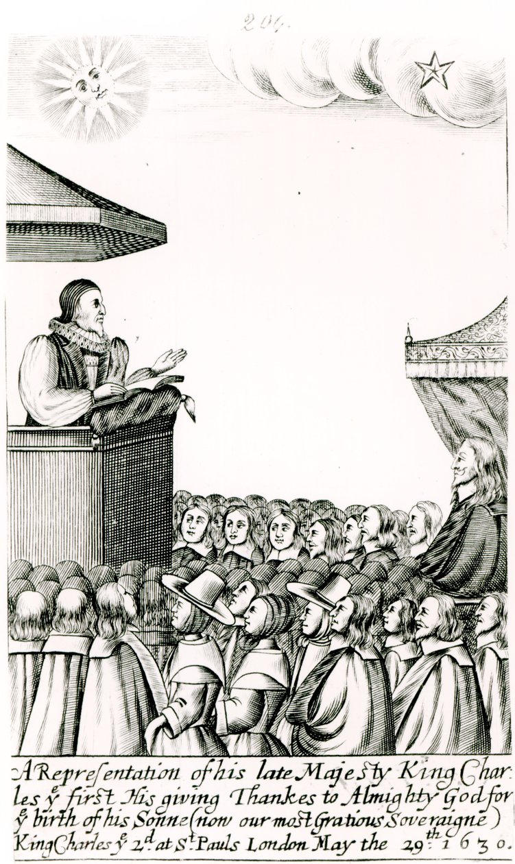 Anuncio del nacimiento del hijo de Carlos I, 1630 de English School