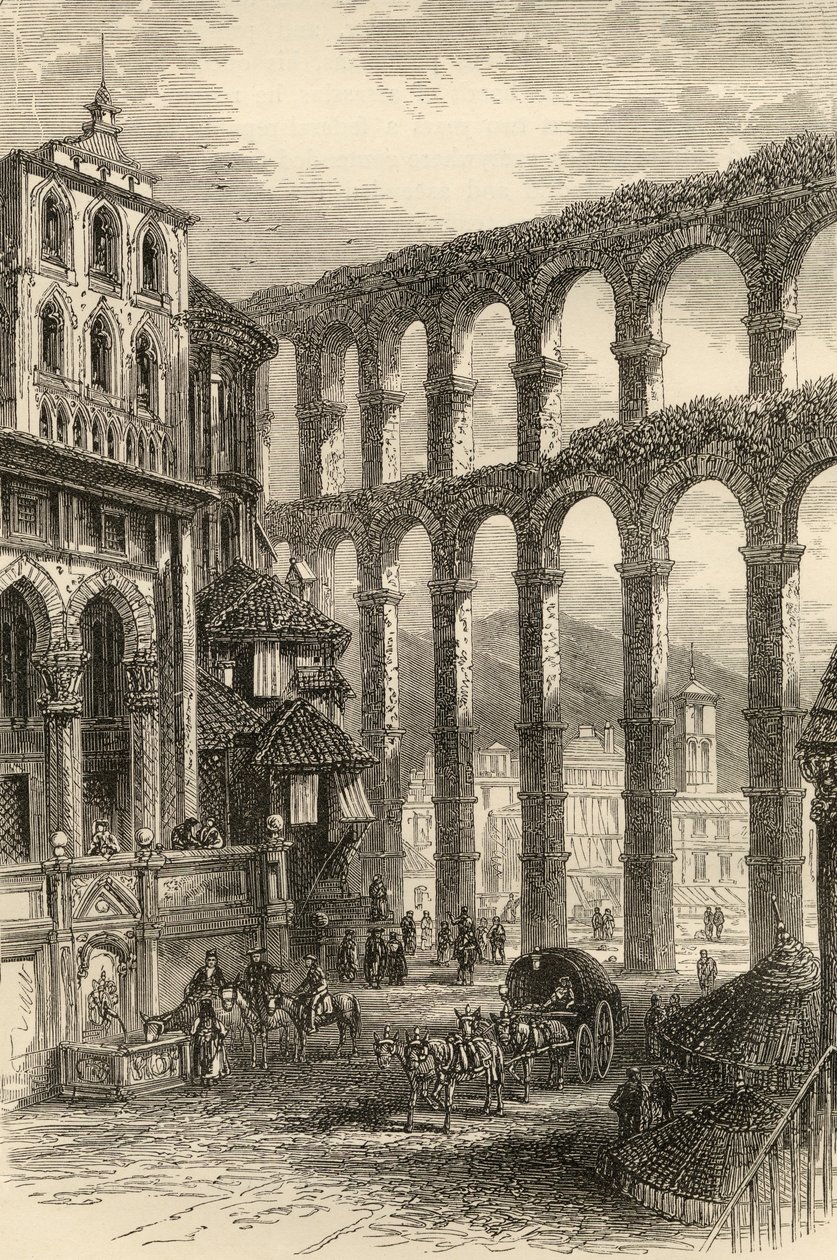 Acueducto de Segovia, España, ilustración de 