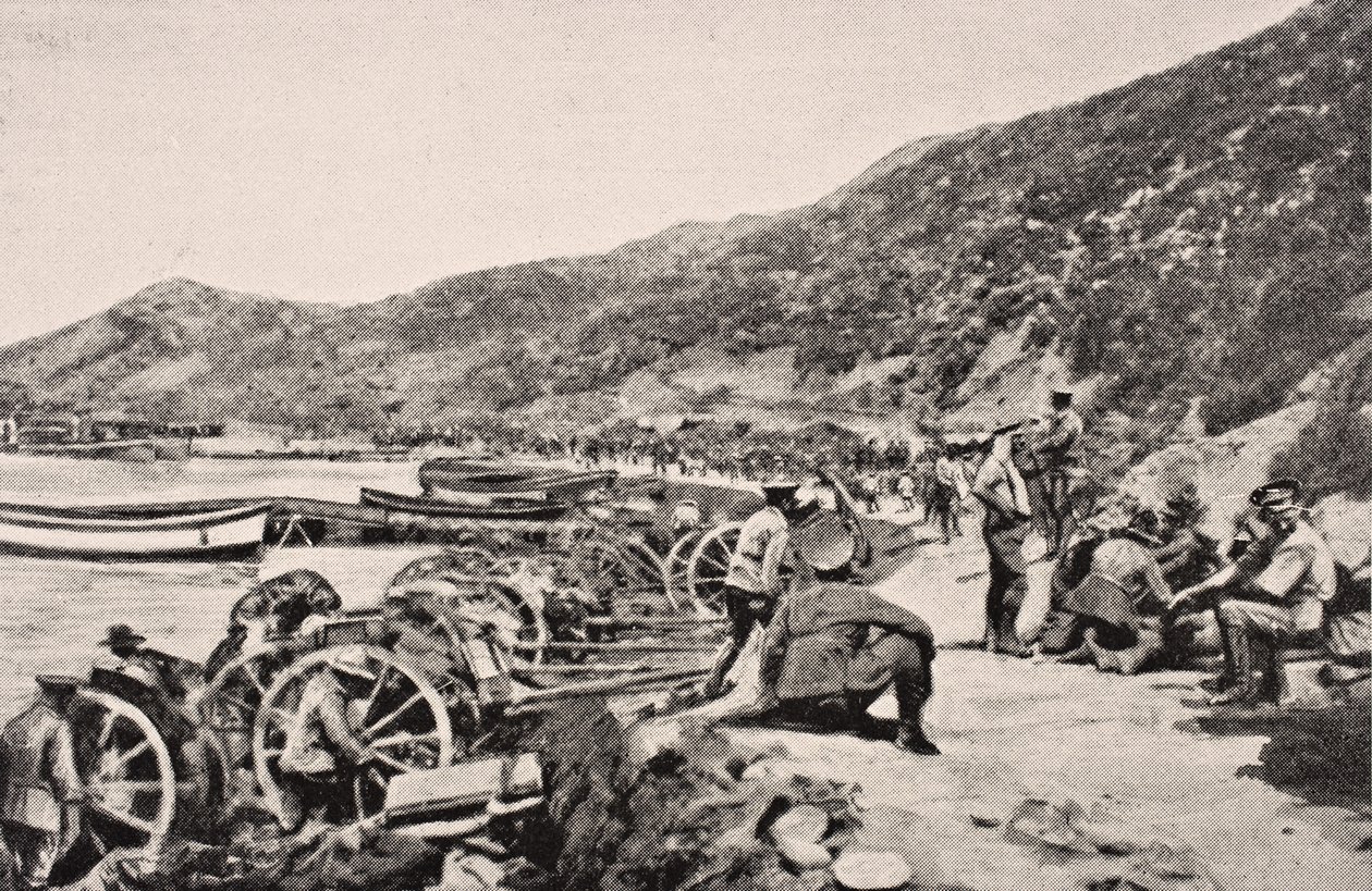 Tropas australianas en Anzac Cove, Península de Gallipoli, Turquía, 1915, de 
