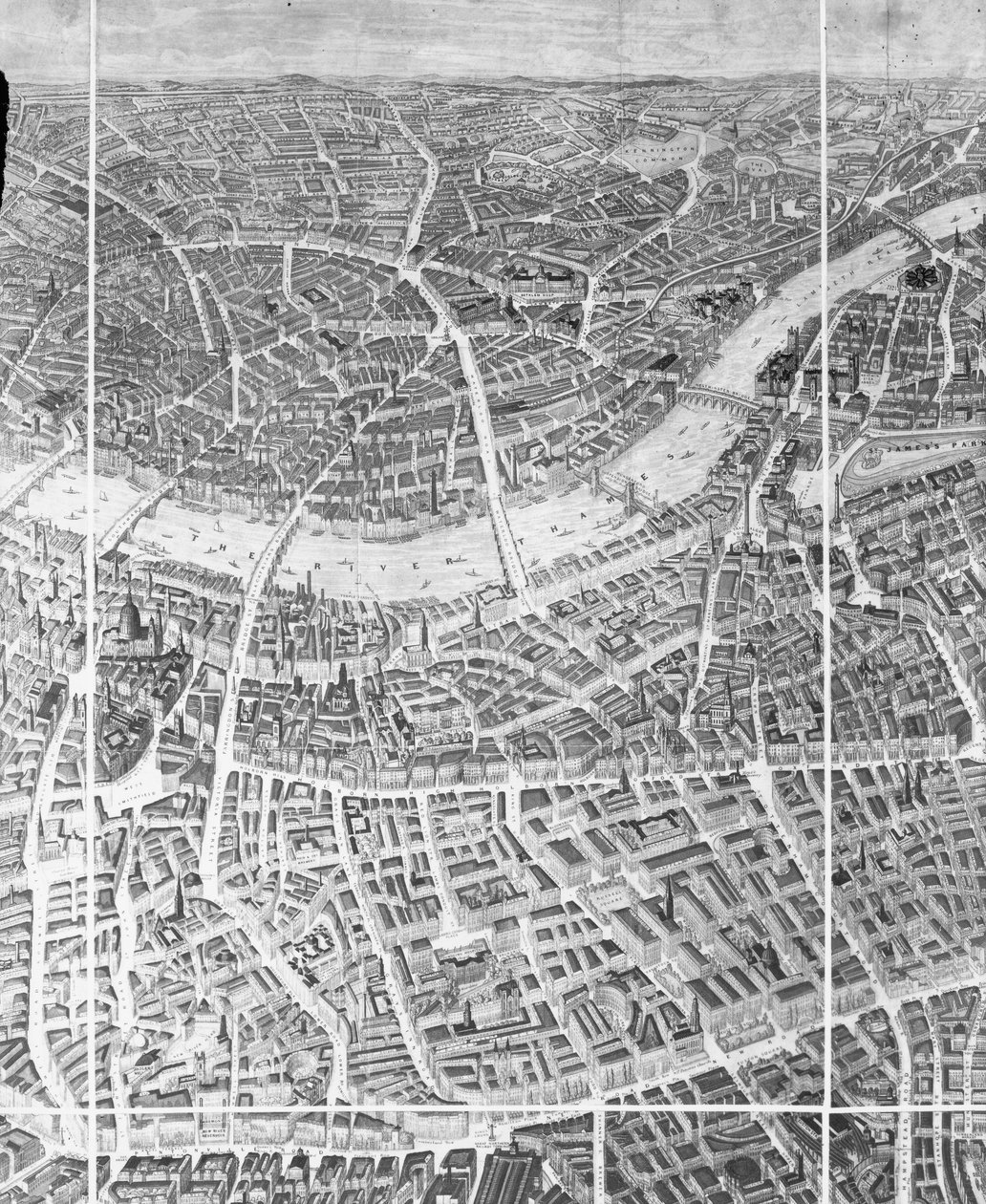 Vista en globo de Londres, 1851 de English School