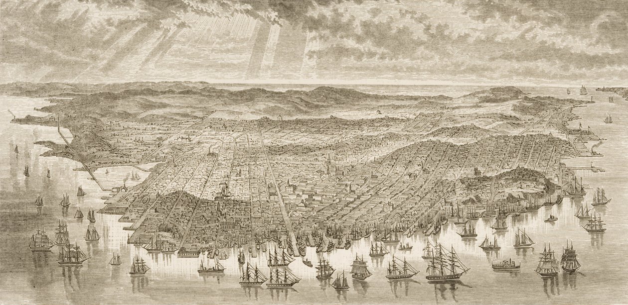 Vista aérea de San Francisco, 1875, de 