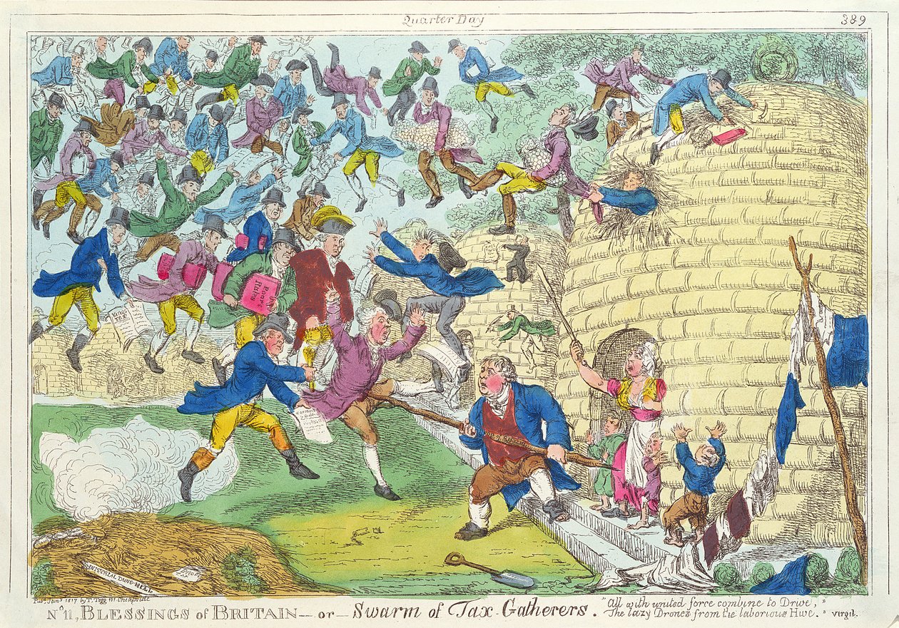 Bendiciones de Gran Bretaña - o Enjambre de Recaudadores de Impuestos, 1817 de English School