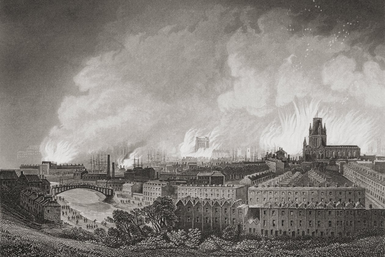 Bristol, Inglaterra, durante los disturbios de 1831, 1883 de English School