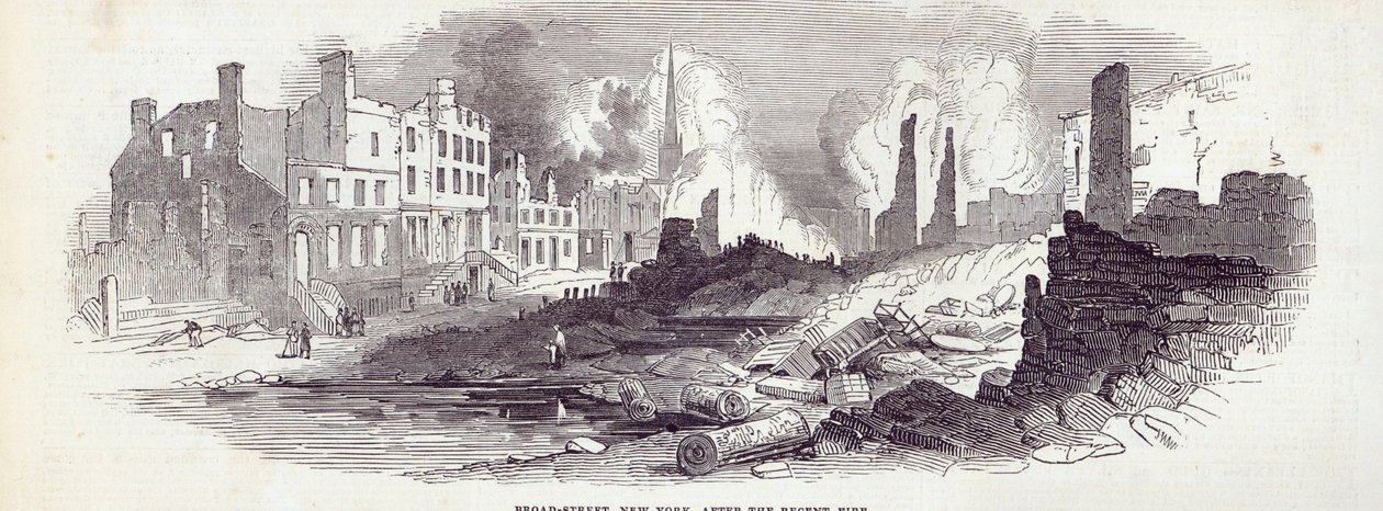Broad-street, Nueva York, después del reciente incendio, de 