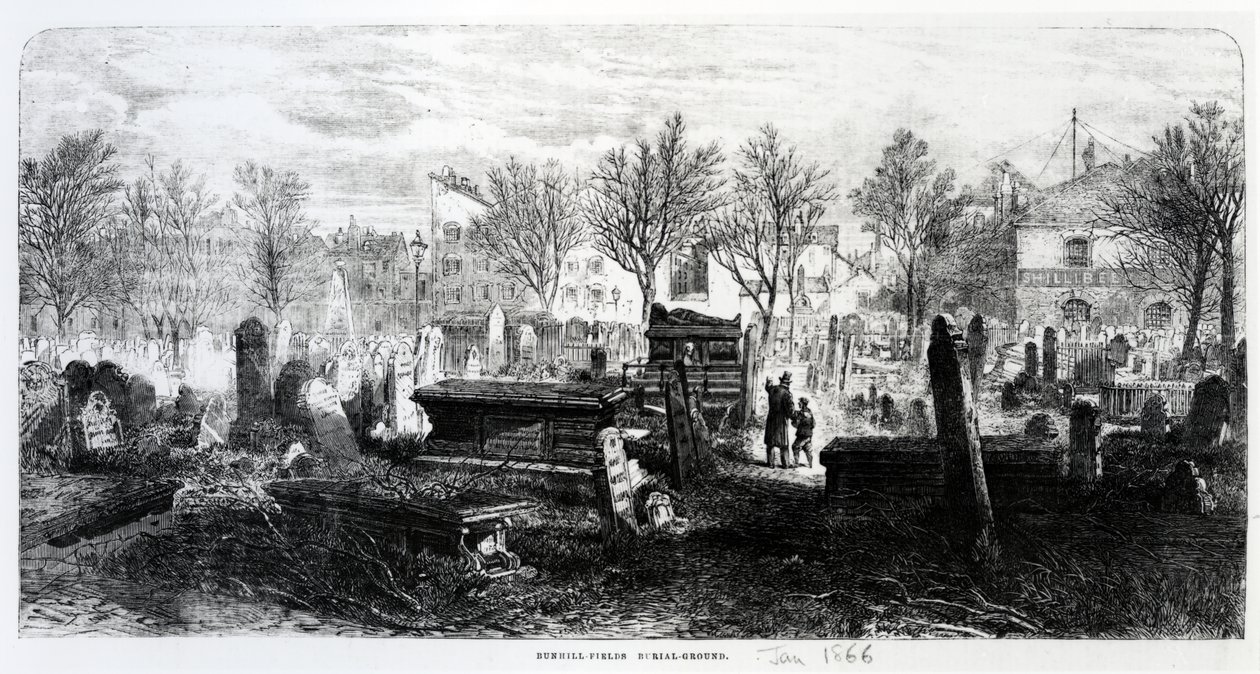 Campos de Bunhill, enero de 1866 de English School