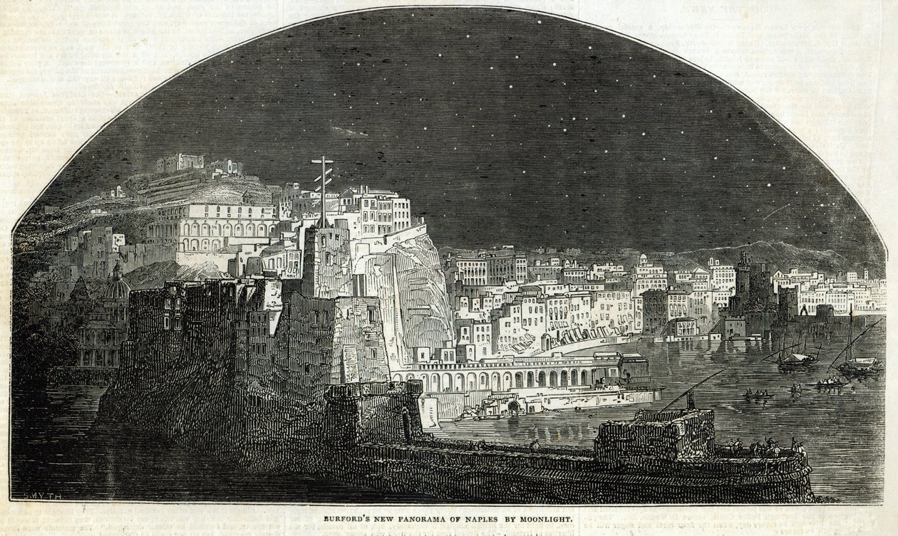 El Nuevo Panorama de Nápoles de Burford a la Luz de la Luna, de 