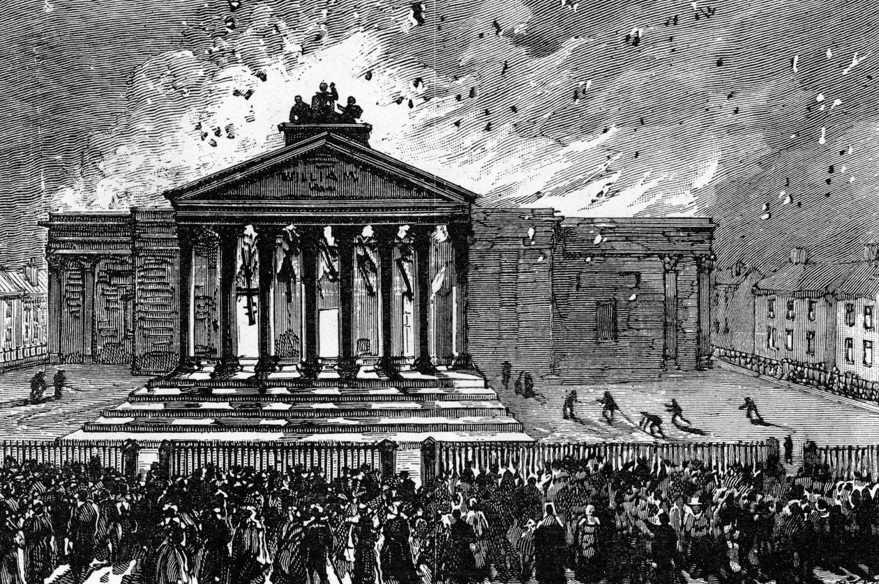 Incendio del Palacio de Justicia en Cork, c.1891 de English School