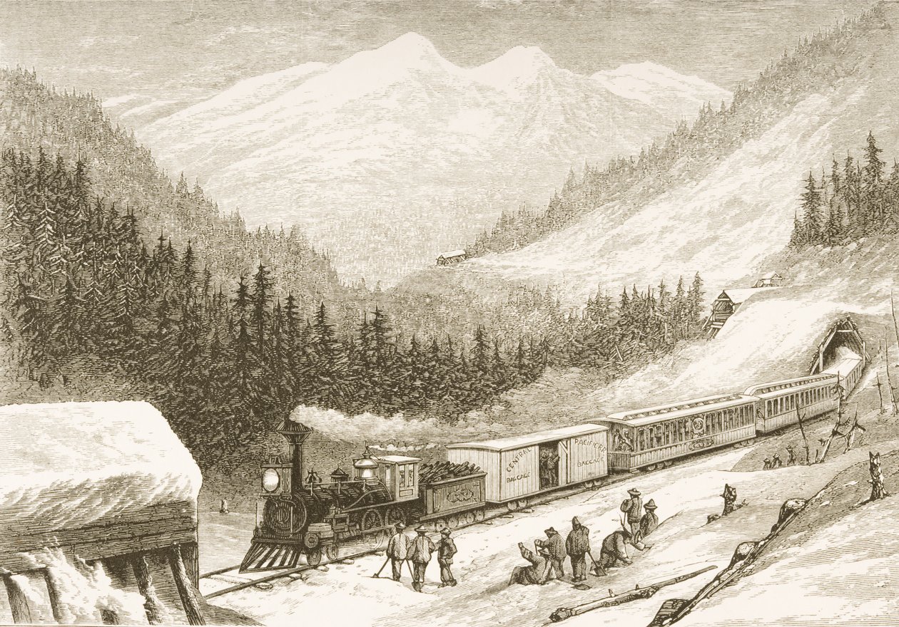 Transportando el correo de los Estados Unidos a través de la Sierra Nevada en 1870, de 
