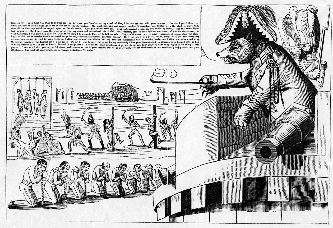 Caricatura del Zar Nicolás I como un oso, c.1830s de English School