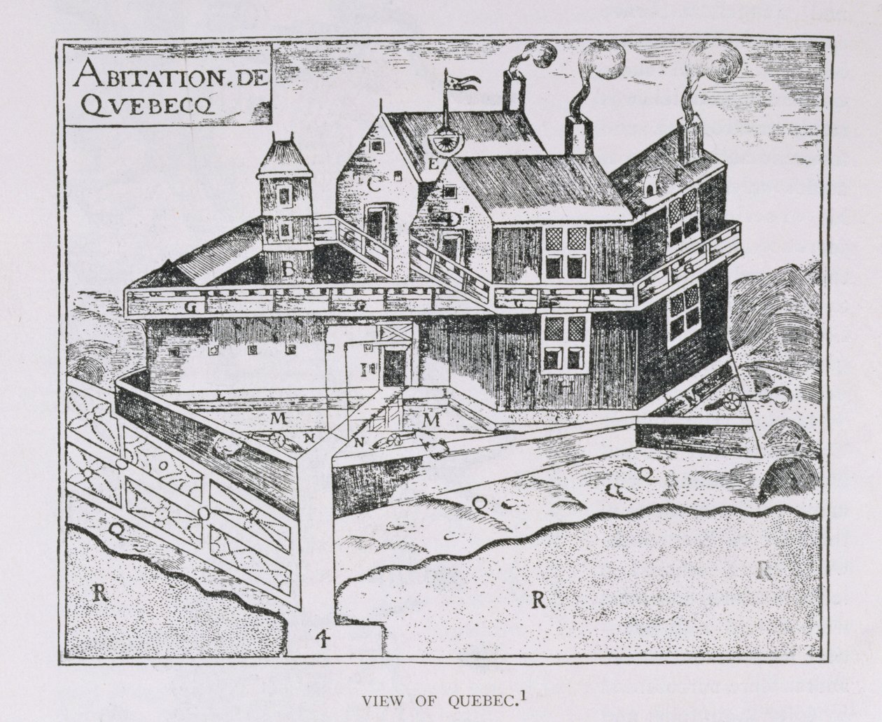Vista de Champlain de Quebec, ilustración del Volumen IV de 