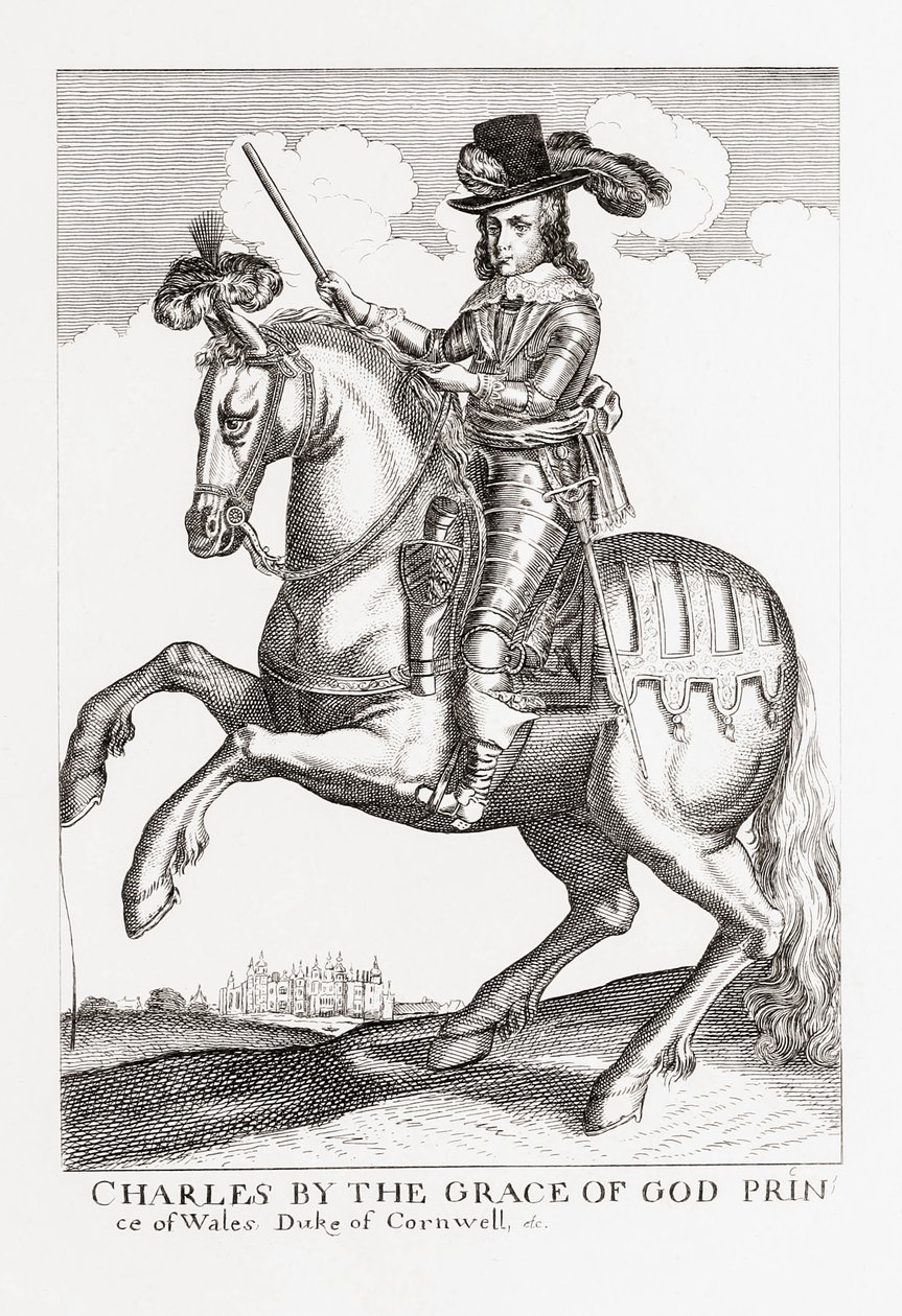 Carlos I, Rey de Inglaterra, Escocia e Irlanda, 1600-1649, de la Galería de Retratos Raros de Woodburn, pub. 1816 de English School