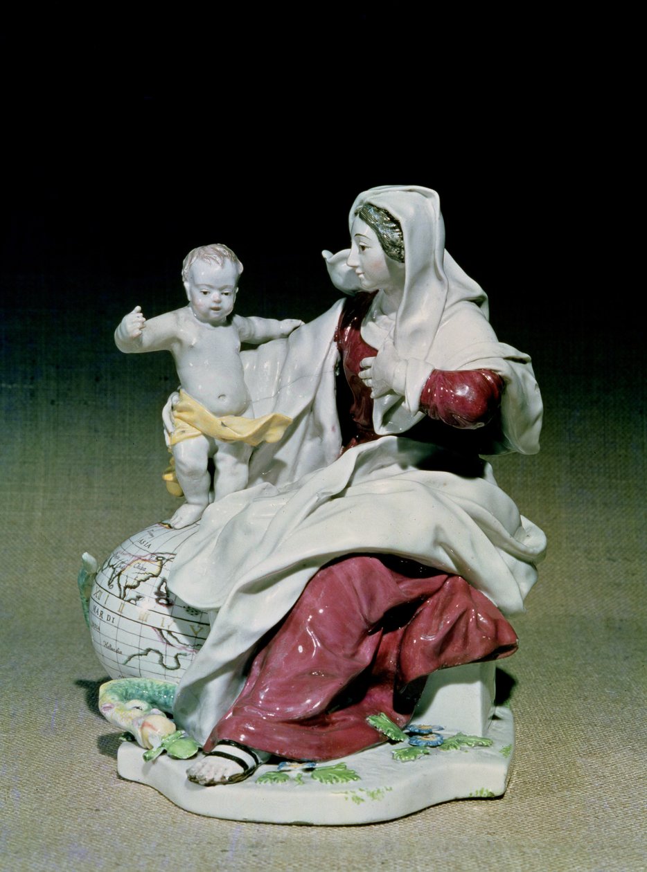 Figura de Madonna y Niño, período Red Anchor, c.1755 de English School
