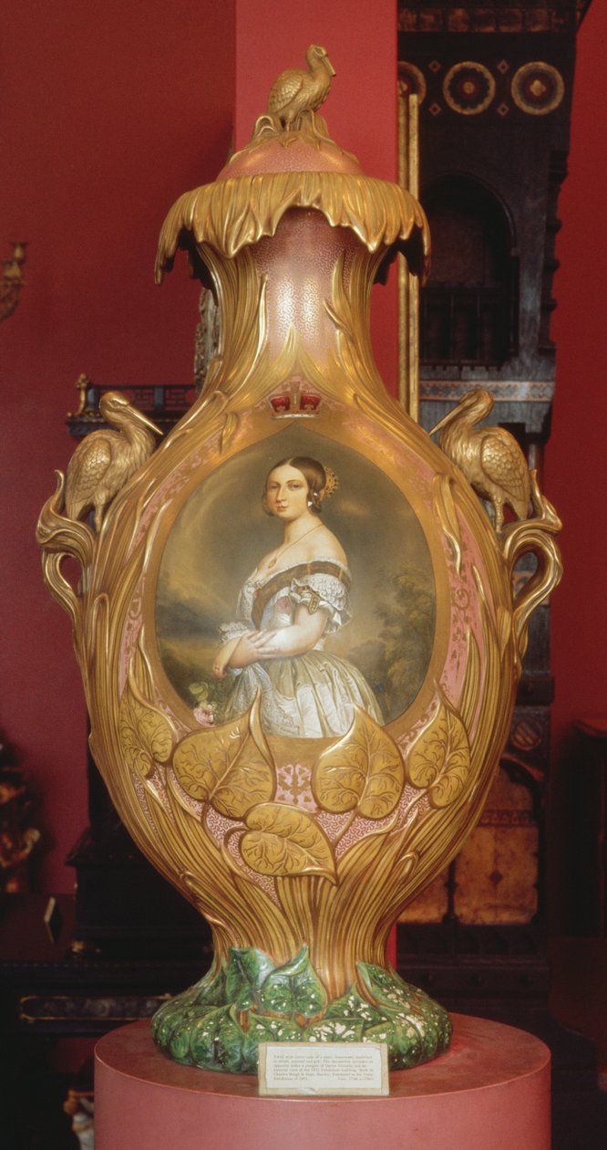 Jarrón conmemorativo con un retrato de la Reina Victoria, 1851 de English School