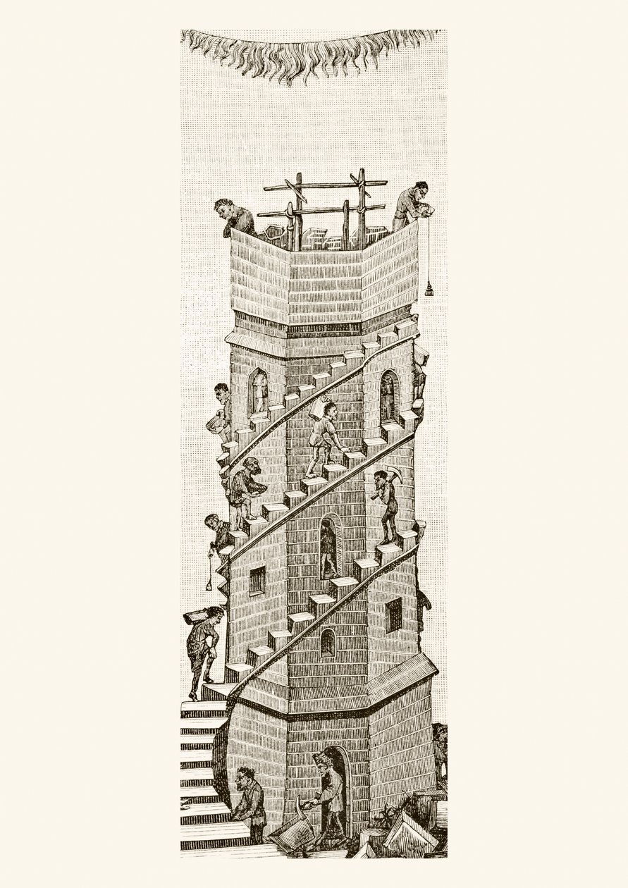 Construcción de la Torre de Babel, 1878 de English School