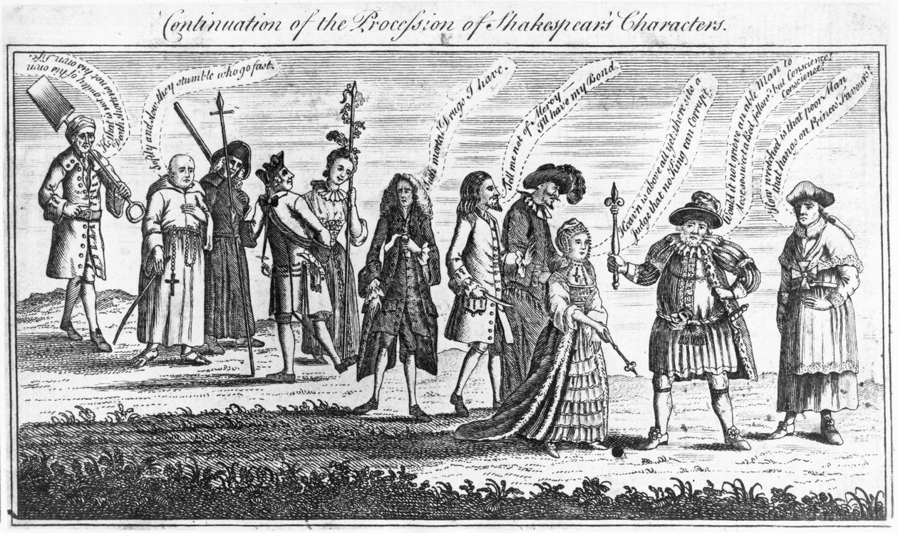 Continuación del desfile de los personajes de Shakespeare durante las celebraciones del Jubileo, 1769 de English School