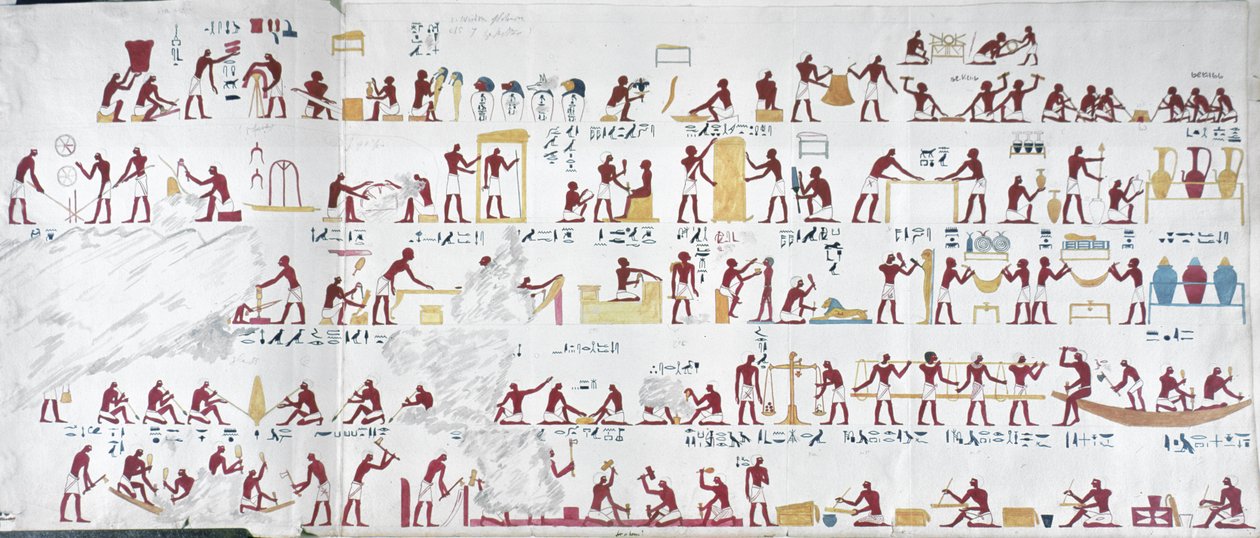Copia de un relieve de la Tumba de Iby que representa a artesanos trabajando de English School